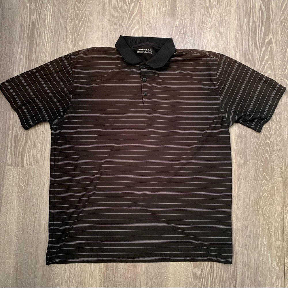 Nike Golf Fit Dry Black & White Striped Polo Shirt Men’s Size XL